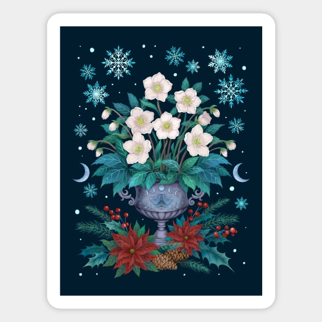 Christmas Rose Magnet by Episodic Drawing